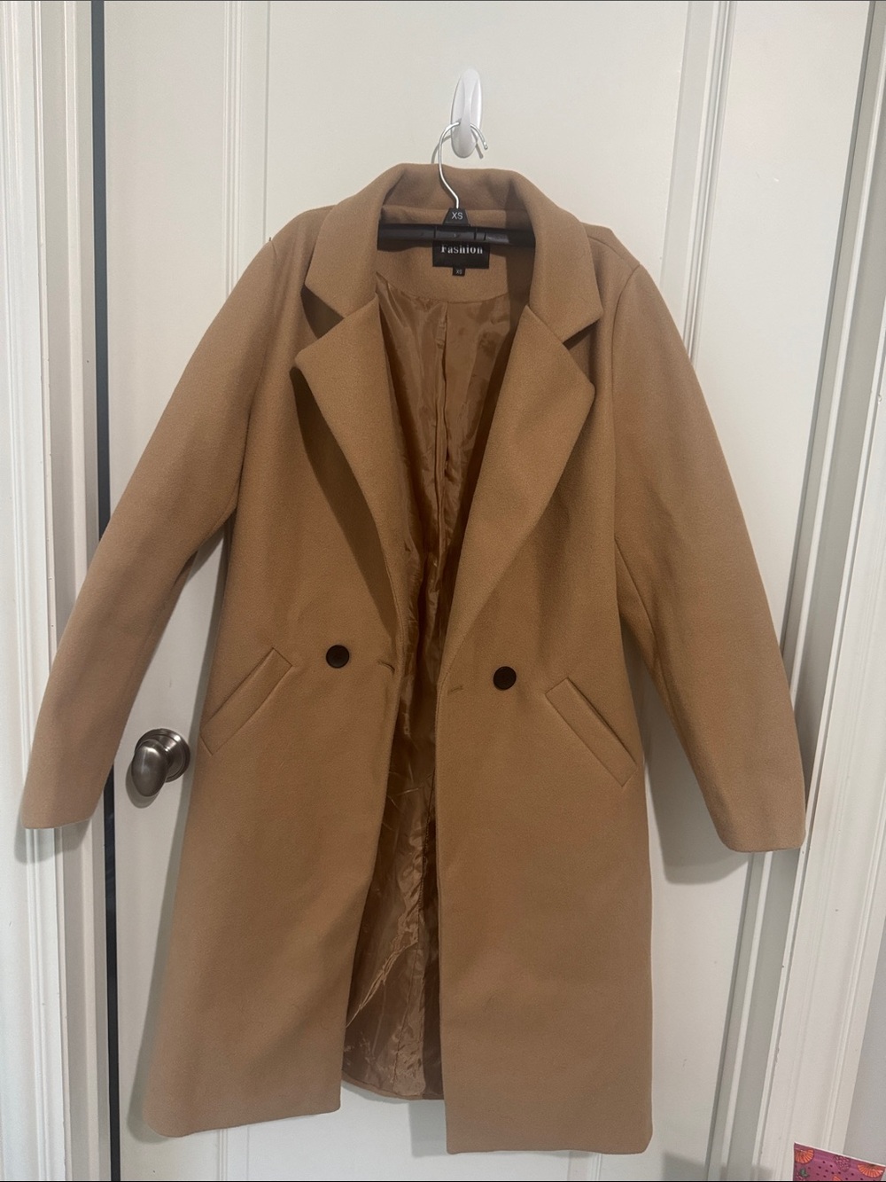 Unbranded Women's Camel Long Wool-Blend Coat